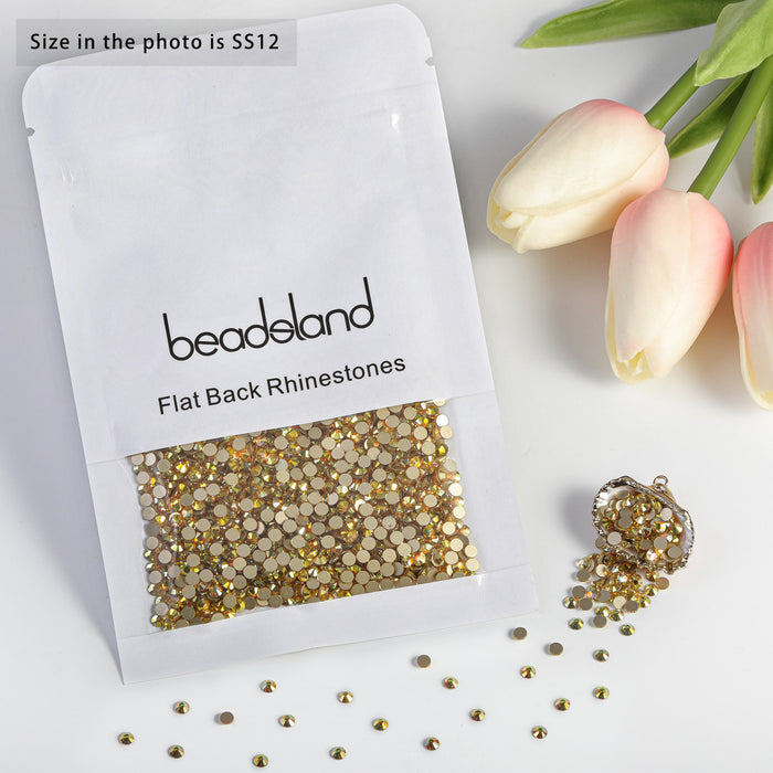 Beadsland Kristall-Strasssteine ​​mit flacher Rückseite, runde Edelsteine ​​für Nagelkunst und Bastelarbeiten, zum Kleben – Metalsunlight