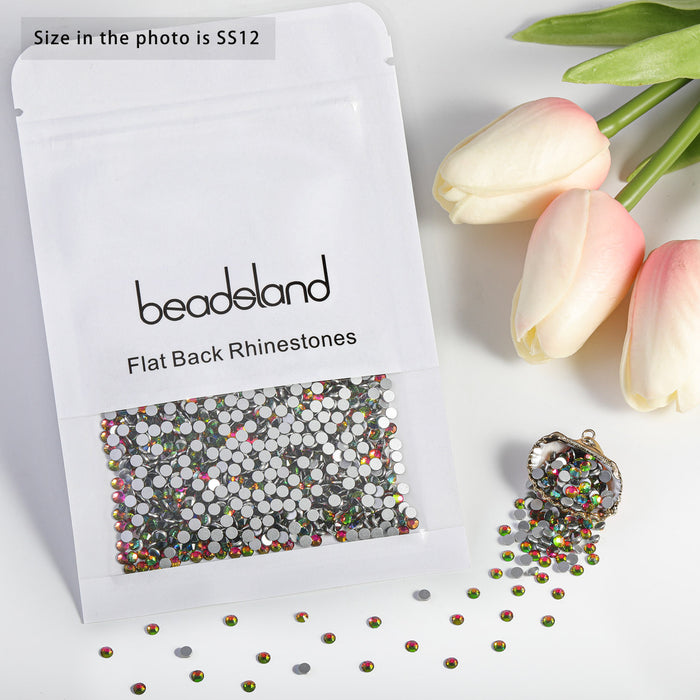 Beadsland Kristall-Strasssteine ​​mit flacher Rückseite, runde Edelsteine ​​für Nagelkunst und Bastelarbeiten, zum Kleben – Regenbogen