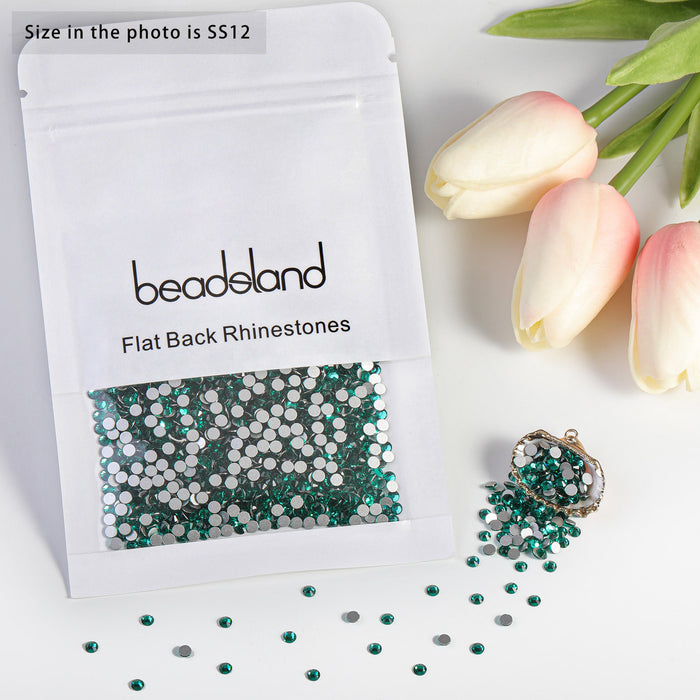 Beadsland Flat Back Crystal Rhinestones Round Gems For Nail Art And Craft Glue Fix - Blue Zircon
