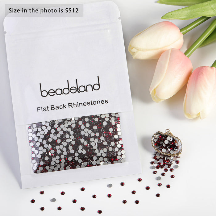 Beadsland Flat Back Crystal Rhinestones Round Gems For Nail Art And Craft Glue Fix- Dark Siam