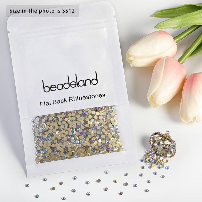 Beadsland Kristall-Strasssteine ​​mit flacher Rückseite, runde Edelsteine ​​für Nagelkunst und Bastelarbeiten, zum Kleben – Blue Moonlight