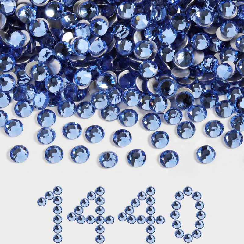 Beadsland Flat Back Crystal Rhinestones Bulk, Light Sapphire