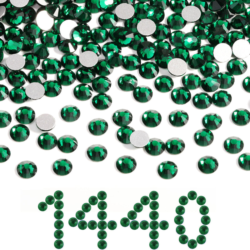 Beadsland Flat Back Crystal Rhinestones Bulk, Emerald