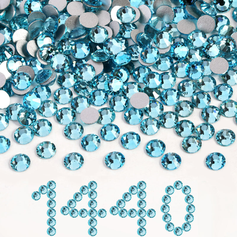 Beadsland Flat Back Crystal Rhinestones Bulk, Aquamarine
