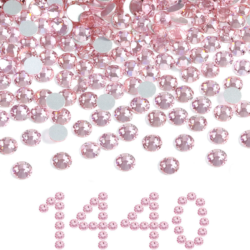 Beadsland Flat Back Crystal Rhinestones Bulk, Light Pink