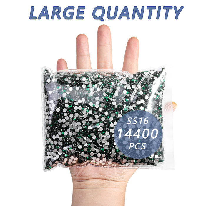 Beadsland Flatback-Strasssteine, 14.400 Stück, für Nägel, Basteln, Kleidung, DIY-Dekoration, SS6-SS30-Smaragd