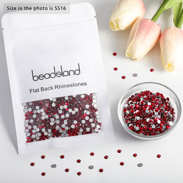 Beadsland Flat Back Crystal Rhinestones Round Gems For Nail Art And Craft Glue Fix - Siam