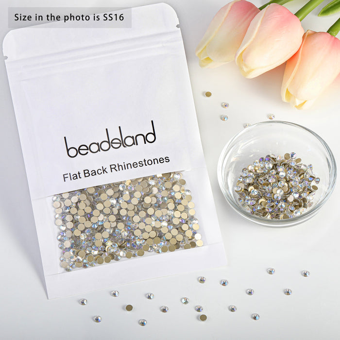 Beadsland Kristall-Strasssteine ​​mit flacher Rückseite, runde Edelsteine ​​für Nagelkunst und Bastelarbeiten, zum Kleben – Blue Moonlight
