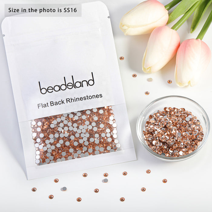Beadsland Flat Back Crystal Rhinestones Round Gems For Nail Art And Craft Glue Fix - Champagne