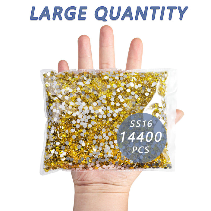 Beadsland Flatback Rhinestones Bulk, Rhinestones for Nails Crafts Clothes DIY Decoration, Lemon Yellow