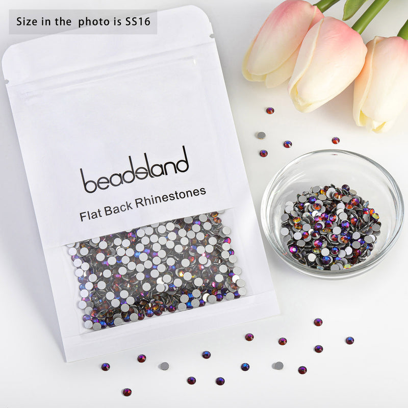 Beadsland Flat Back Crystal Rhinestones Round Gems For Nail Art And Craft Glue Fix - Blue Volcano