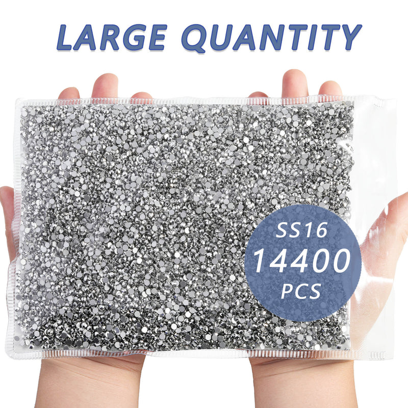 Beadsland Flatback Rhinestones Bulk, Rhinestones for Nails Crafts Clothes DIY Decoration, Silver Hematite