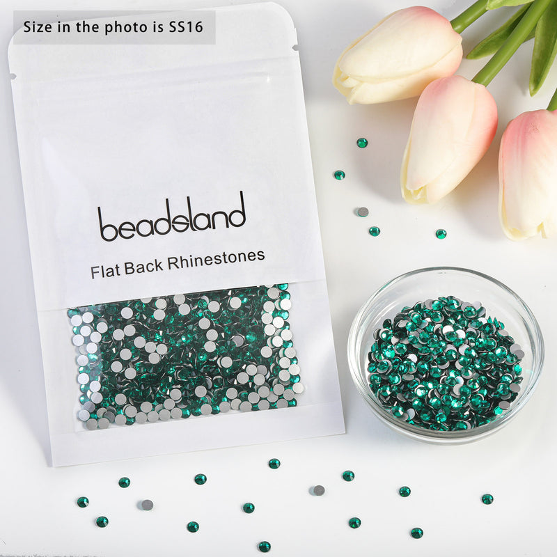 Beadsland Flat Back Crystal Rhinestones Round Gems For Nail Art And Craft Glue Fix - Blue Zircon