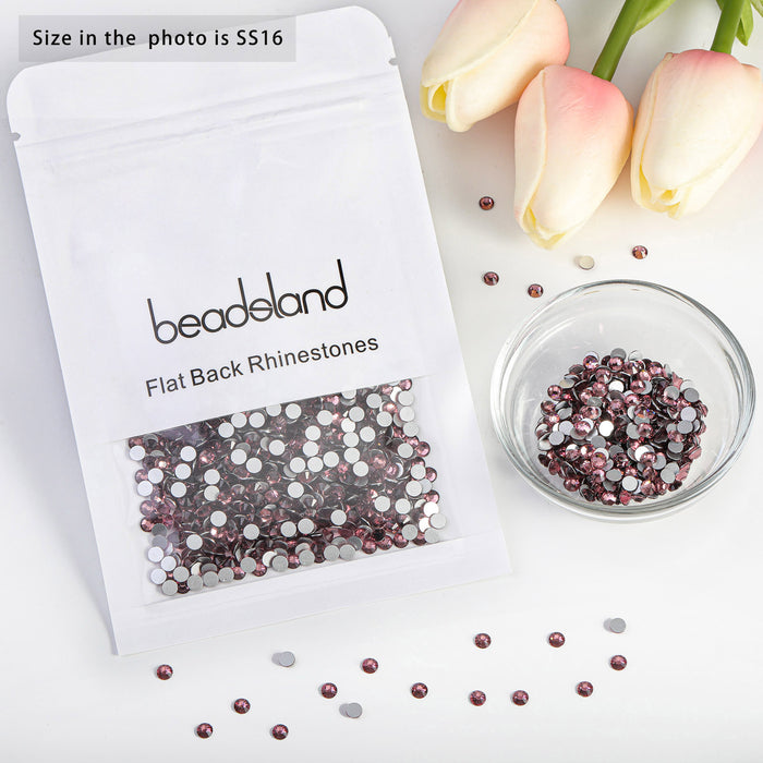 Beadsland Flat Back Crystal Rhinestones Round Gems For Nail Art And Craft Glue Fix- Light purple