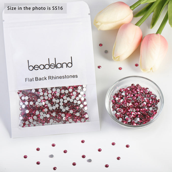 Beadsland Flat Back Crystal Rhinestones Round Gems For Nail Art And Craft Glue Fix- Rose