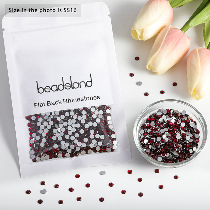 Beadsland Flat Back Crystal Rhinestones Round Gems For Nail Art And Craft Glue Fix- Dark Siam