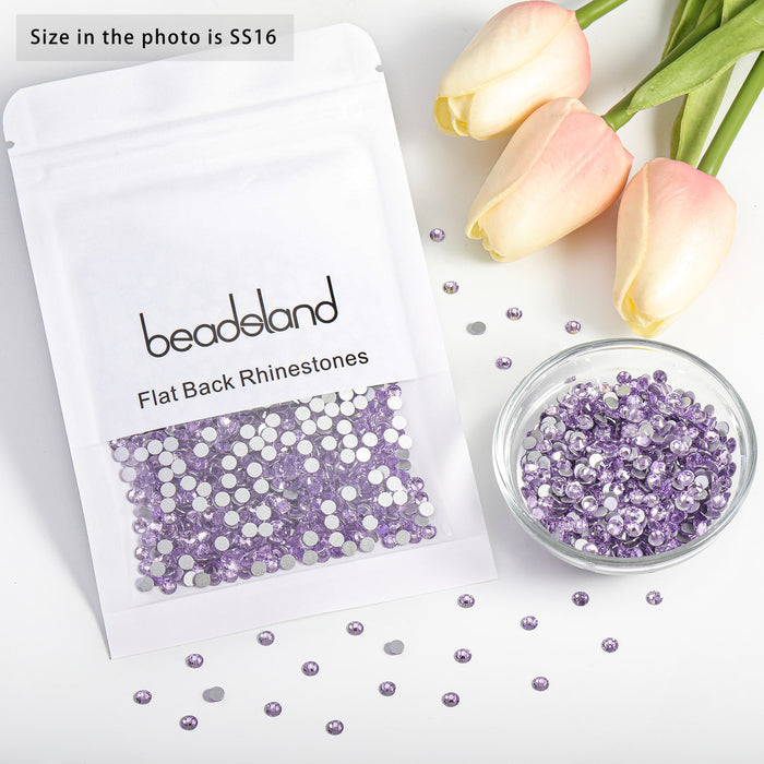 Beadsland Flat Back Crystal Rhinestones Round Gems For Nail Art And Craft Glue Fix - Violet