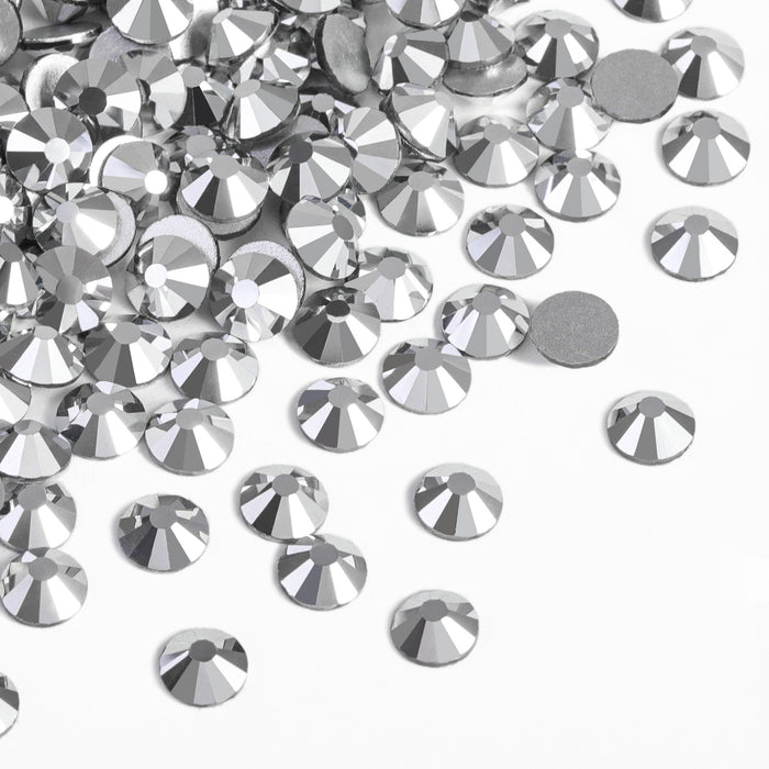 Beadsland - Diamantes de imitación de cristal con parte trasera plana, gemas redondas para decoración de uñas y pegamento para manualidades, hematita plateada