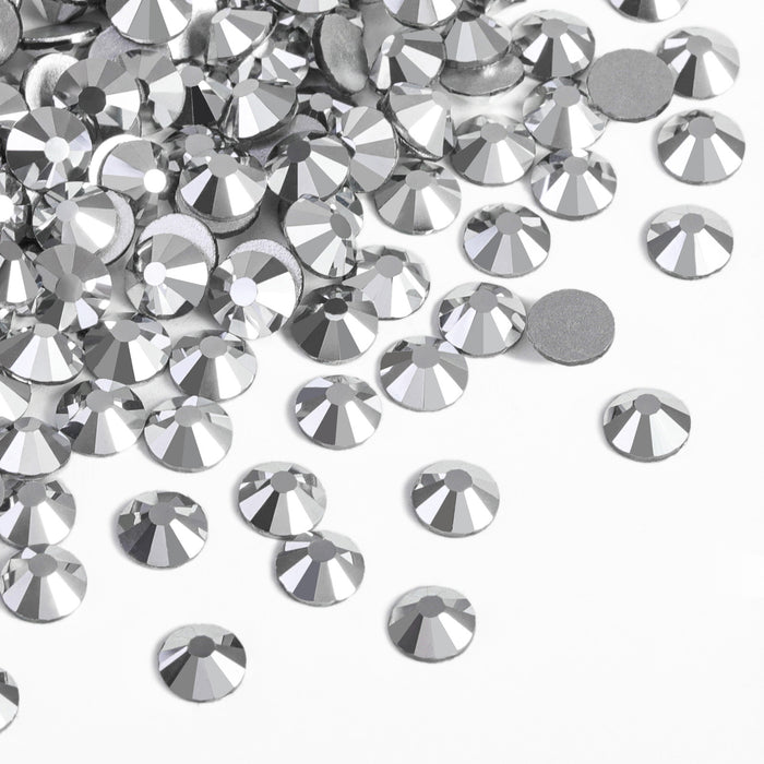 Beadsland - Diamantes de imitación de cristal con parte trasera plana, gemas redondas para decoración de uñas y pegamento para manualidades, hematita plateada