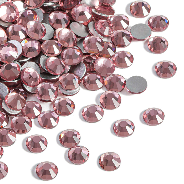 Beadsland, diamantes de imitación de cristal con parte posterior plana, gemas redondas para decoración de uñas y pegamento para manualidades, púrpura claro