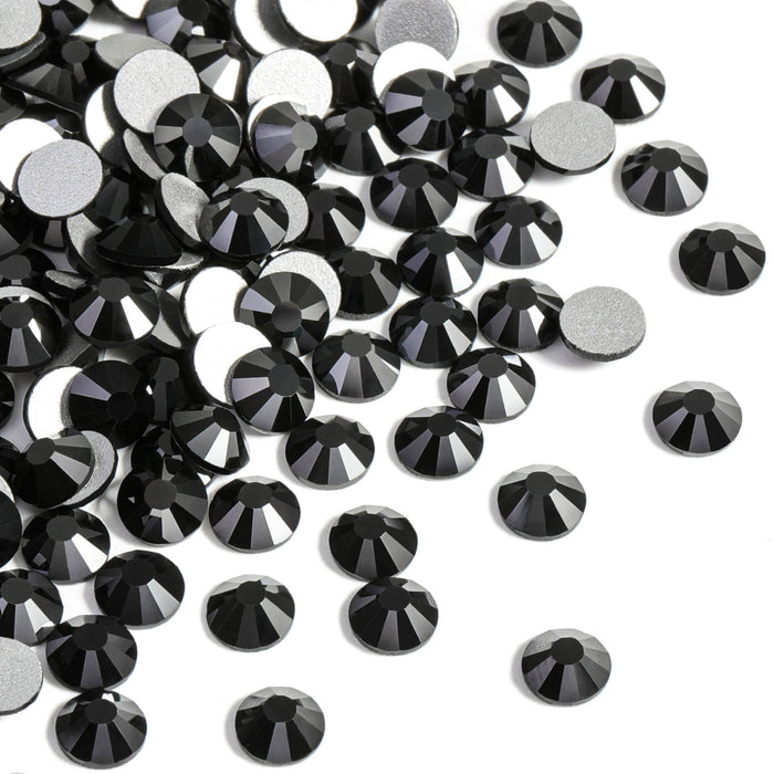 Beadsland Flat Back Crystal Rhinestones Round Gems For Nail Art And Craft Glue Fix - Jet Hematite