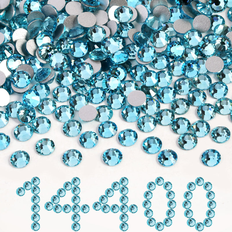 Beadsland Flatback Rhinestones Bulk, Rhinestones for Nails Crafts Clothes DIY Decoration, Aquamarine