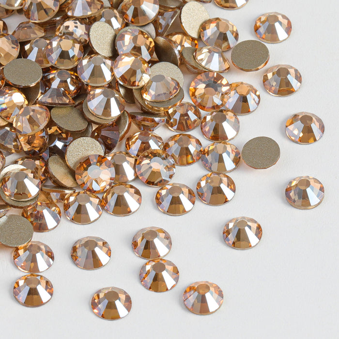 Beadsland Kristall-Strasssteine ​​mit flacher Rückseite, runde Edelsteine ​​für Nagelkunst und Bastelarbeiten, Klebefixierung – Golden Shadow