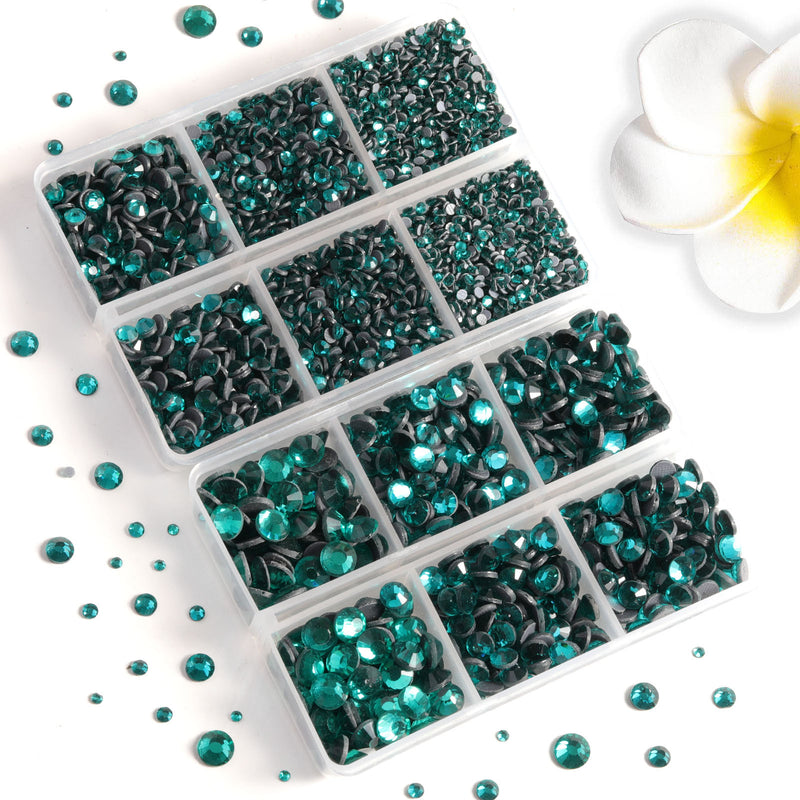 6736pcs Hotfix Rhinestones for Crafts Clothes Mixed 5 Sizes, Hotfix Crystals with Tweezers and Wax Pencil Kit, SS6-SS30- Blue Zircon