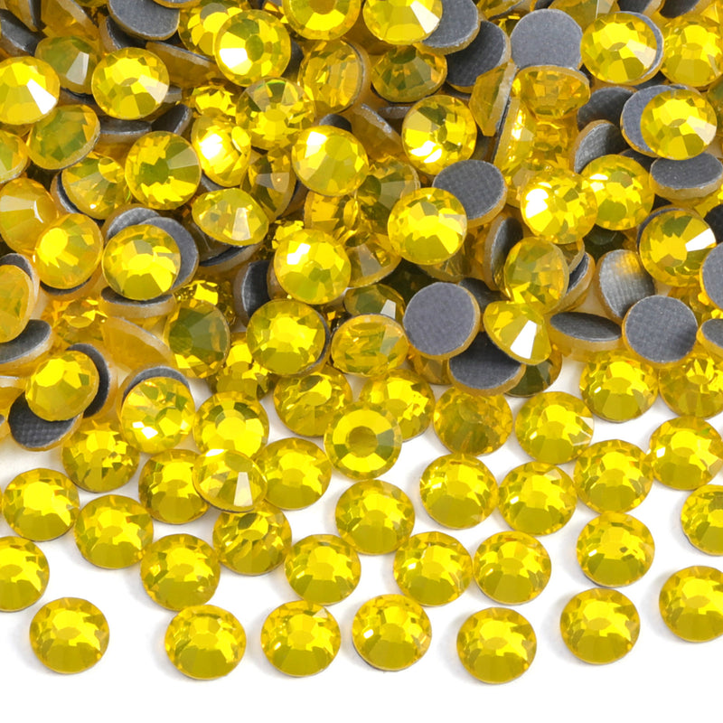 Hotfix Rhinestones Bulk for Crafts Clothes,Hotfix Crystals DIY Decoration, SS6-SS30 - Lemon Yellow