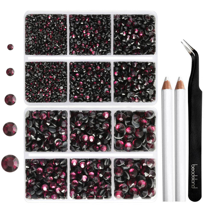 6736pcs Hotfix Rhinestones for Crafts Clothes Mixed 5 Sizes, Hotfix Crystals with Tweezers and Wax Pencil Kit, SS6-SS30- Amethyst