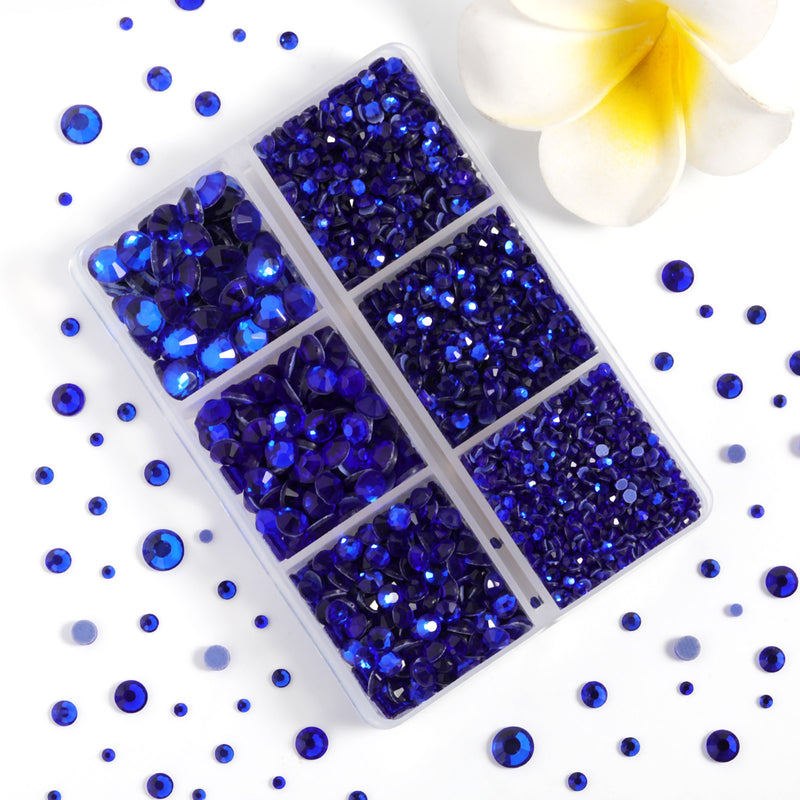 Hotfix Rhinestones 3960pcs, Rhinestone for Clothes, Hot Fix Crystals Rhinestones with Tweezers and Wax Pencil Kit,Mixed 5 Sizes, SS6-SS30, Sapphire