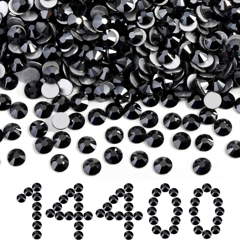 Beadsland Flatback Rhinestones Bulk, Rhinestones for Nails Crafts Clothes DIY Decoration, Jet Hematite