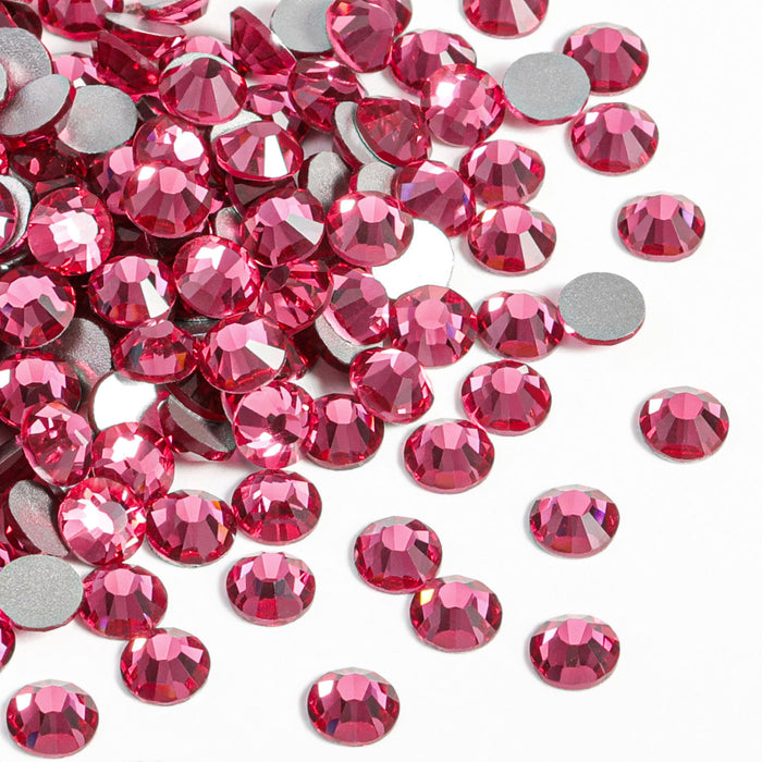 Beadsland - Diamantes de imitación de cristal con parte trasera plana, gemas redondas para decoración de uñas y pegamento para manualidades, color rosa