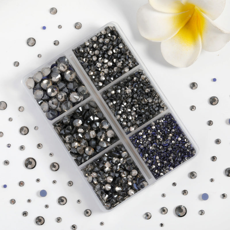 Hotfix Rhinestones 3960pcs, Rhinestone for Clothes, Hot Fix Crystals Rhinestones with Tweezers and Wax Pencil Kit,Mixed 5 Sizes, SS6-SS30, Black Diamond
