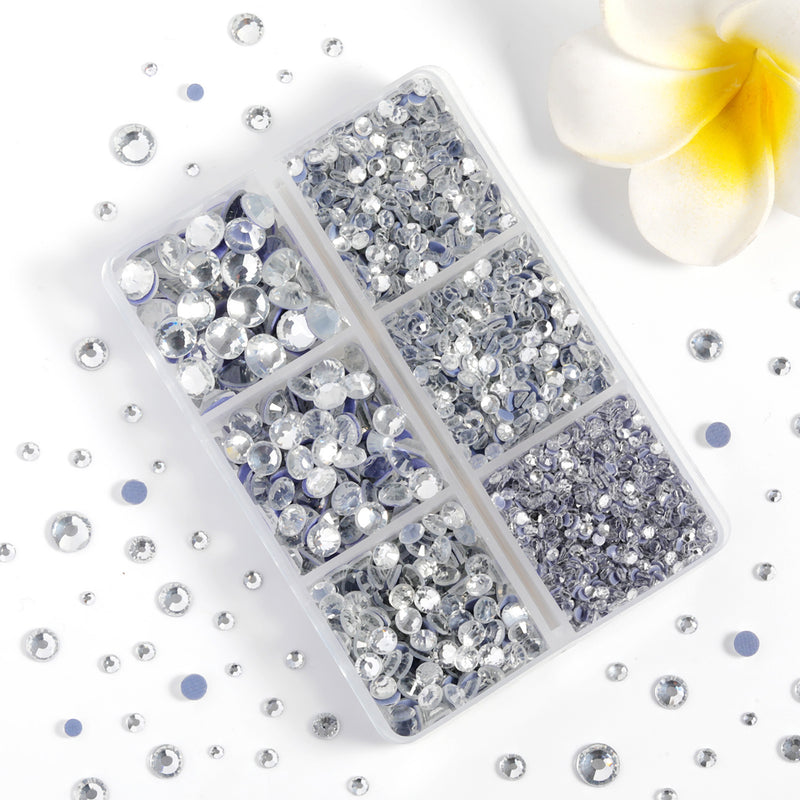 Hotfix Rhinestones 3960pcs, Rhinestone for Clothes, Hot Fix Crystals Rhinestones with Tweezers and Wax Pencil Kit,Mixed 5 Sizes, SS6-SS30, Crystal