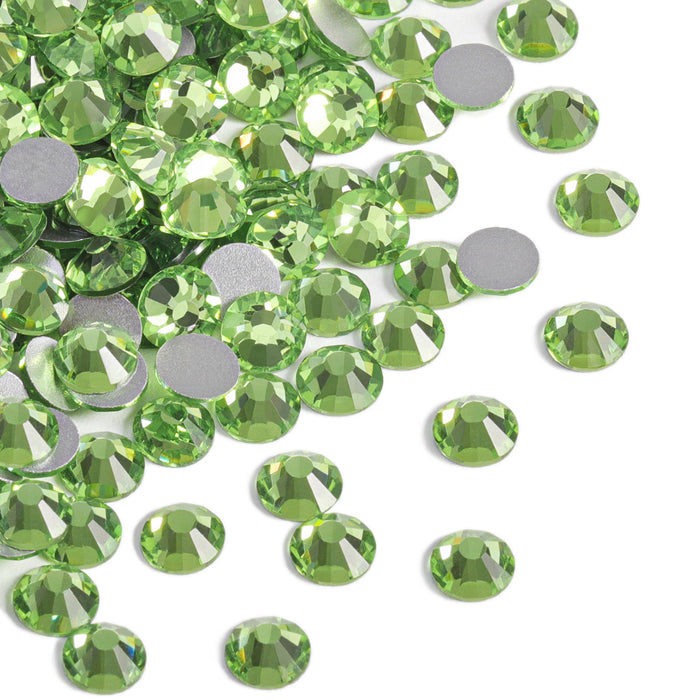 Beadsland - Diamantes de imitación de cristal con parte trasera plana, gemas redondas para decoración de uñas y pegamento para manualidades, color verde claro