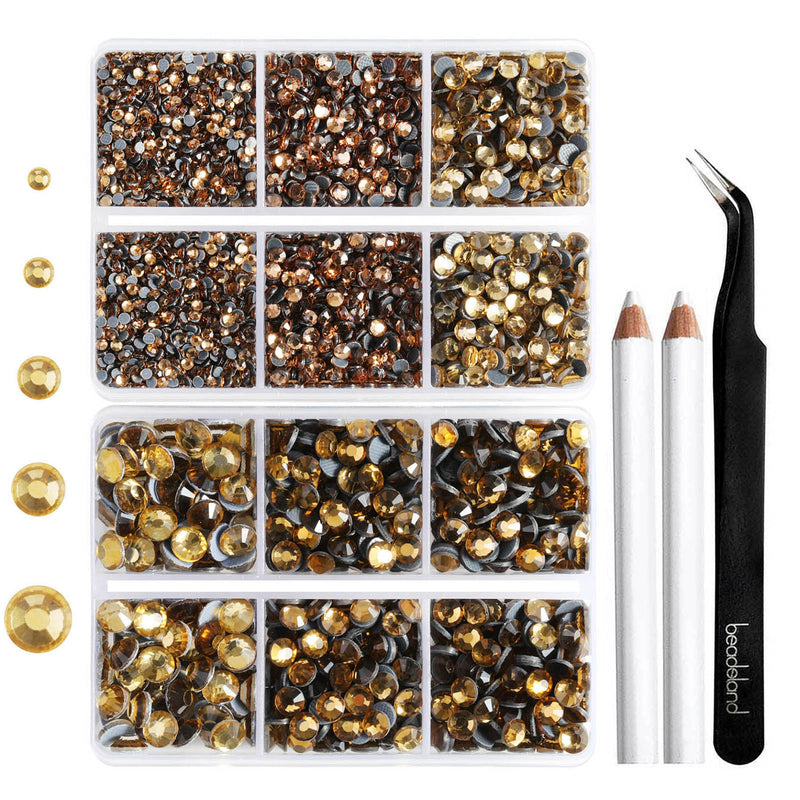 6736pcs Hotfix Rhinestones for Crafts Clothes Mixed 5 Sizes, Hotfix Crystals with Tweezers and Wax Pencil Kit, SS6-SS30- Light Colorado Topaz