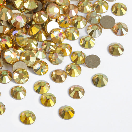 2880 Pieces Crystal Diamond Rhinestones Flat Back Round Gems Charms Stones  Rhinestones Crystals Round Beads Flat Back Glass (Gold,SS20) Gold SS20