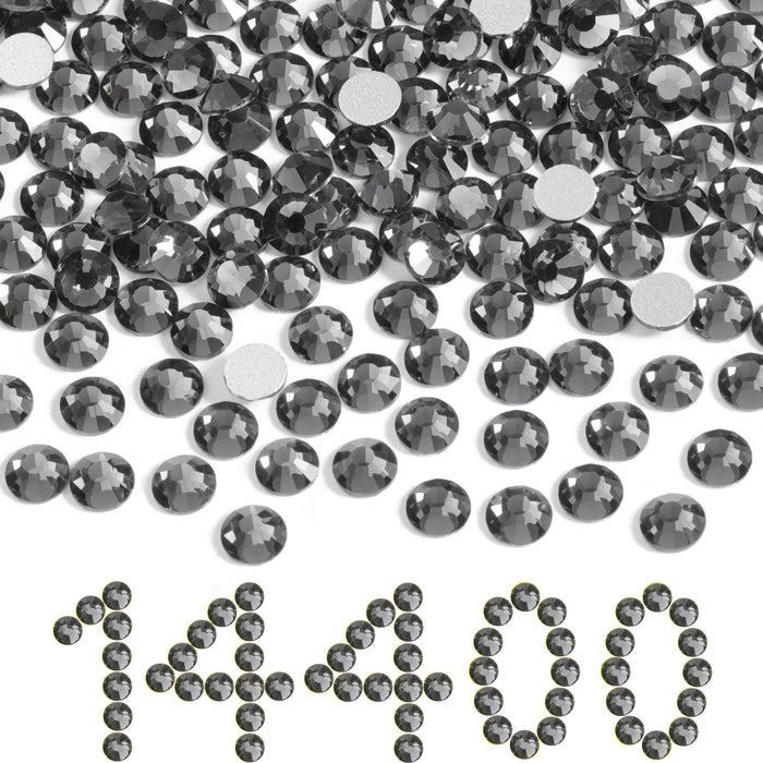 Beadsland Flatback-Strasssteine, 14.400 Stück, für Nägel, Basteln, Kleidung, DIY-Dekoration, SS6-SS30-Schwarzer Diamant