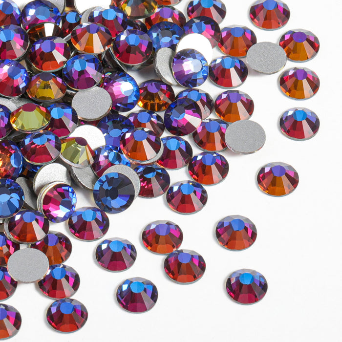 Beadsland - Diamantes de imitación de cristal con parte trasera plana, gemas redondas para decoración de uñas y pegamento para manualidades, color azul volcán