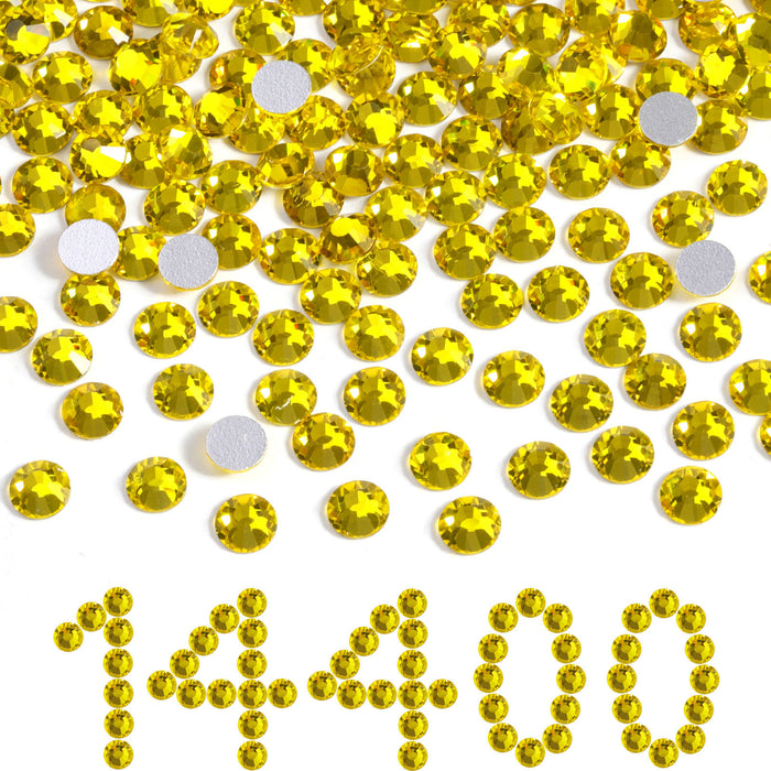 Beadsland Flatback Rhinestones a granel, 14400 piezas de diamantes de imitación para uñas, artesanías, ropa, decoración de bricolaje, SS6-SS30-Lemon Yellow