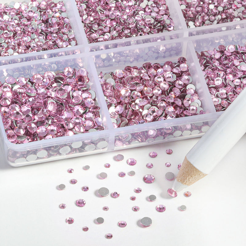 Beadsland 7200 Stück Strasssteine ​​mit flacher Rückseite, Nagelsteine, runde Kristall-Strasssteine ​​zum Basteln, gemischt in 6 Größen mit Wachsstift-Set, SS3-SS10- Crystal AB