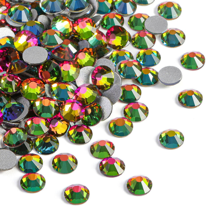Beadsland Flat Back Crystal Rhinestones Gemas redondas para Nail Art y Craft Glue Fix - Rainbow