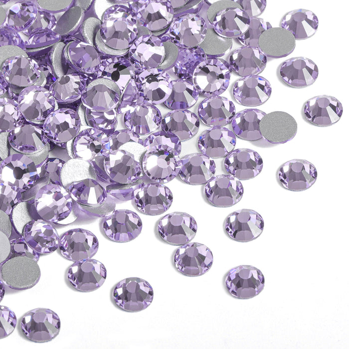 Beadsland Flat Back Crystal Rhinestones Gemas redondas para Nail Art y Craft Glue Fix - Violeta