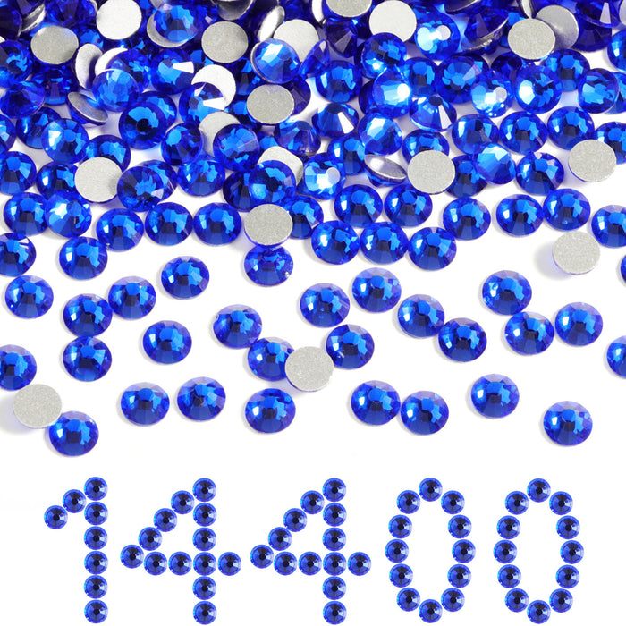 Beadsland Flatback-Strasssteine, 14.400 Stück, für Nägel, Basteln, Kleidung, DIY-Dekoration, SS6-SS30-Saphir