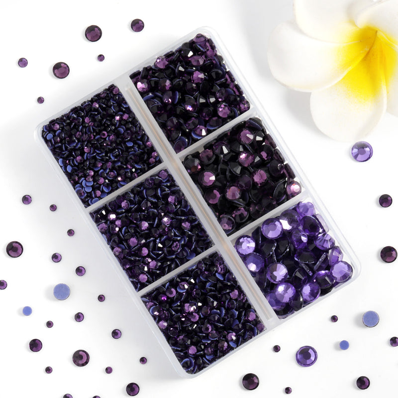 Hotfix Rhinestones 3960pcs, Rhinestone for Clothes, Hot Fix Crystals Rhinestones with Tweezers and Wax Pencil Kit,Mixed 5 Sizes, SS6-SS30, Tanzanite