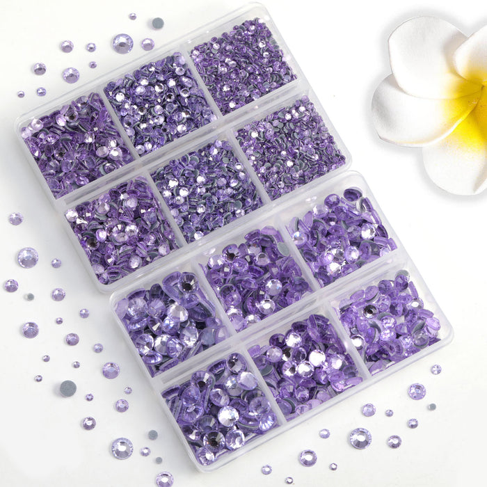 6736pcs Hotfix Rhinestones for Crafts Clothes Mixed 5 Sizes, Hotfix Crystals with Tweezers and Wax Pencil Kit, SS6-SS30-Purple Velvet