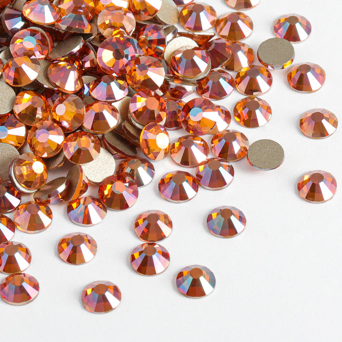 Beadsland Flat Back Crystal Rhinestones Round Gems For Nail Art And Craft Glue Fix - Amber