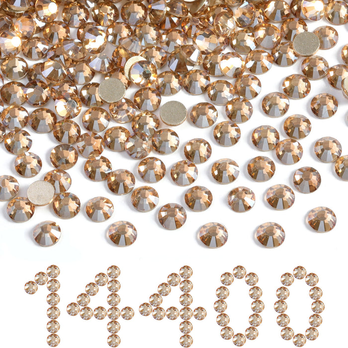 Beadsland Flatback-Strasssteine, 14.400 Stück, für Nägel, Basteln, Kleidung, DIY-Dekoration, SS6-SS30-Golden Shadow