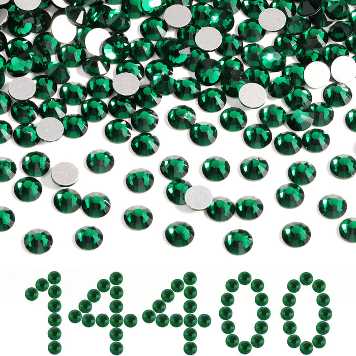 Beadsland Flatback-Strasssteine, 14.400 Stück, für Nägel, Basteln, Kleidung, DIY-Dekoration, SS6-SS30-Smaragd